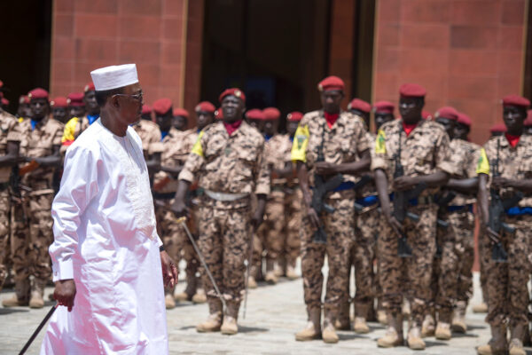 President Idriss Déby of Chad inspects his troops. The army of Chad is considered amongst the best of the region.