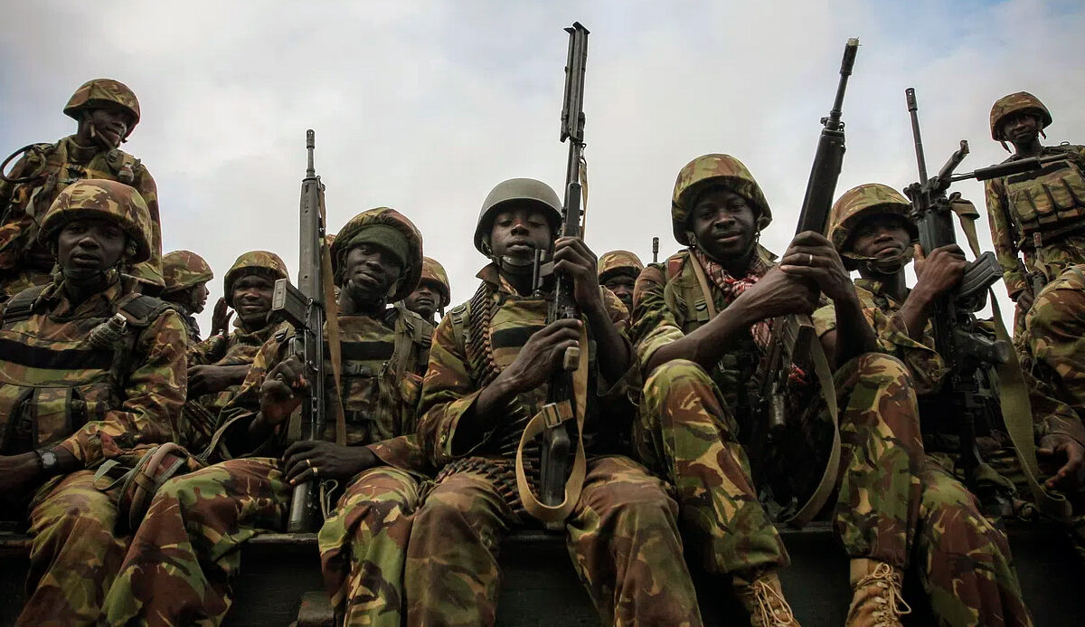 Battle-ready soldiers in Sudan.