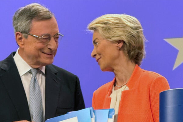 Mario Draghi, former president of the European Central Bank and Ursula von Der Leyen, president of the European Commission.