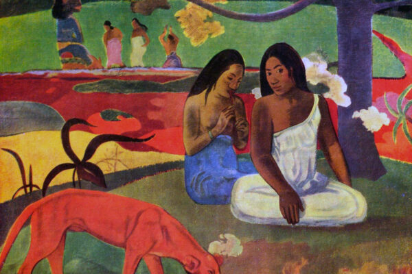 Paul Gauguin’s 1892 Arearea canvas, aka ‘The Red Dog Painting’, exhibited a year later at the Durand-Ruel exhibition in Paris and now part of the collection of the Muséee d’Orsay.